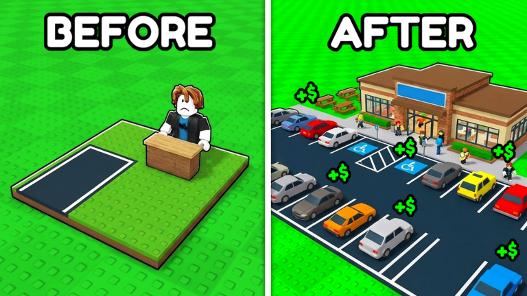 Official Rest Stop Tycoon artwork showing a starting counter growing into a busy rest stop